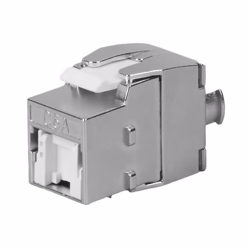 CONECTOR KEYSTONE JACK STP - CAT 6A PLATEADO 180' SIN HERRAMIENTAS